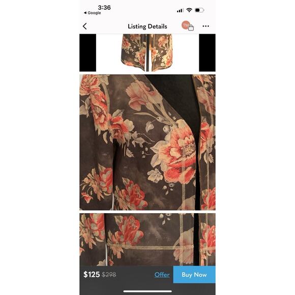 Anthropologie Monarc Open Front Floral Suede Cardigan Kimono Art to Wear - Picture 4 of 9